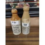 Two Ginger Beer bottles – N Carlin Londonderry and J Currie Belfast. {20 cm H x 7 cm Dia}.