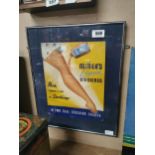 Miner's Liquid Stockings Pour Yourself a Pair of Stockings framed advertising print . {50 cm H x