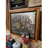 Guinness Extra Stout Brewed in Dublin and London framed advertising mirror. { 68 cm H x 84 cm W}.