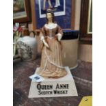 Queen Anne Scotch Whiskey perspex advertising figure. {22 cm H x 13 cm W x 11 cm D}.