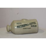 Metropole Hotel Dublin stoneware hot water bottle. {12 cm H x 22 cm W}.