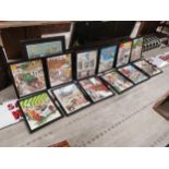 Set of twelve Novelty Guinness framed advertising prints. {42 cm H x 35 cm W}.