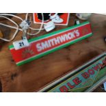 Smithwick's Perspex shelf advertising light {9 cm H x 38 cm W}.