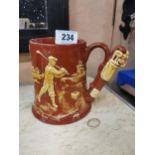 20th C. Ceramic golf mug with handle in form of golf bag. {13 cm H x 18 cm W x 12 cm D}.