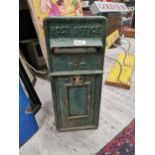 Cast iron P and T post box in need of repair. {58 cm H x 24 cm W x 36 cm D}