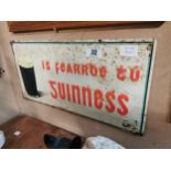 Is Fearrde Tu Guinness tin plate bi lingual advertising sign . { 25 cm H x 49 cm W}.