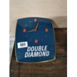 Double Diamond ceramic advertising clock { 23cm H X 20cm W }.
