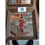 Framed London Beefeater Gin framed advertising mirror. { 16 cm H x 15 cm W}.