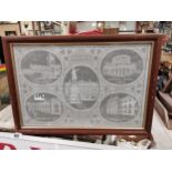 Black and White print of Dublin Landmarks in wooden frame. {46 cm H x 66 cm W}