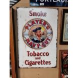 Smoke Players tin plate advertising sign {76 cm H x 50 cm W}