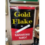 Gold Flake Sasuionn Siad enamel advertising sign by Curran. {90 cm H x 60 cm W}.