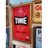 Say Time For A Really Good Ale tin plate advertising sign. {78 cm cm H x 48 cm W}.