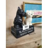 Perspex Black and White Scottie Dogs advertising figure. {16 cm H x 14 cm W x 8 cm D}.
