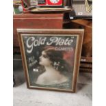 Gallaher’s Gold Plate Mild and Medium Cigarettes framed advertising print. { 68 cm H x 55 cm W}.