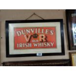 Rare Dunville's Old Irish Whiskey framed advertising show card {33 cm H x 52 cm W}.