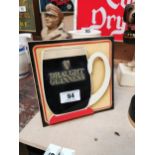 Draught Guinness Perspex advertising sign {19 cm H x 19 cm D}.