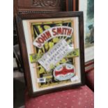 John Smith Brewery Tadcaster England framed advertising print. {42 cm H x 33 cmW}.