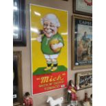 You Can't Beat Mick McQuaid Tobacco enamel advertising sign. {96 cm H x 45 cm W}.