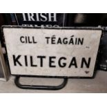 Bi Lingual Alloy road sign – Kiltegan. {43 cm H x 77 cm W}.