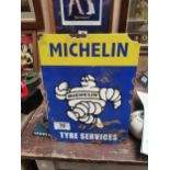 Michelin Tyre Service enamel advertising sign. {30 cm H x 23 cm W}.