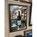Preston Bros of Drogheda Celebrated Liquer Whiskey framed advertising mirror. {52 cm H x 37 cm W}.