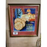 Carr's Table Water Biscuits framed advertising showcard. { 39 cm H x 22 cm W}.