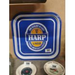 Harp Lager tin plate advertising drinks' tray. { 24 cm H x 34 cm W}.