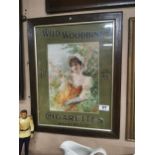 Rare Wild Woodbine Cigarettes framed advertising show card {58 cm H x 45 cm W}.