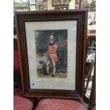 John Taylor To the Society of Golfers Blackheath framed coloured print. {75 cm H x 56 cm W}