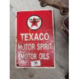 Texaco cast iron advertising plaque. { 29 cm H x 20 cm W}.