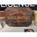 Gilbert Rae Table Waters advertising show card. {18 cm H x 24 cm W}.