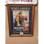 Gallaher’s War Horse Tobacco framed advertising print. {46 cm H x 36 cm W}.