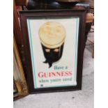 Have a Guinness when you’re tired framed advertising print. {52 cm H x 36 cm W}.