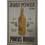 John Power & Son Powers Whiskey framed advertising mirror. {107 cm H x 80 cm}