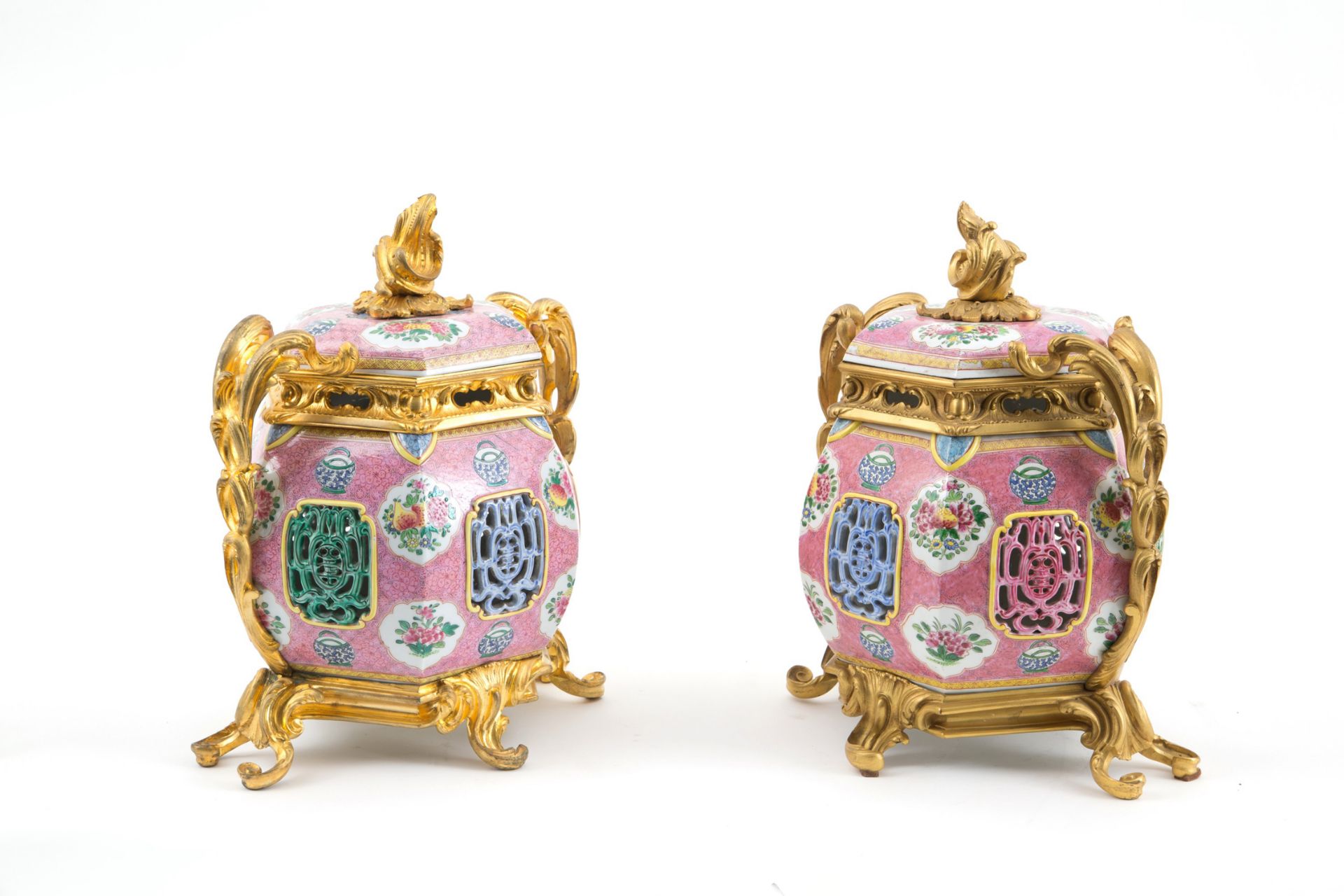 Pair of hexagonal vases - Image 2 of 4