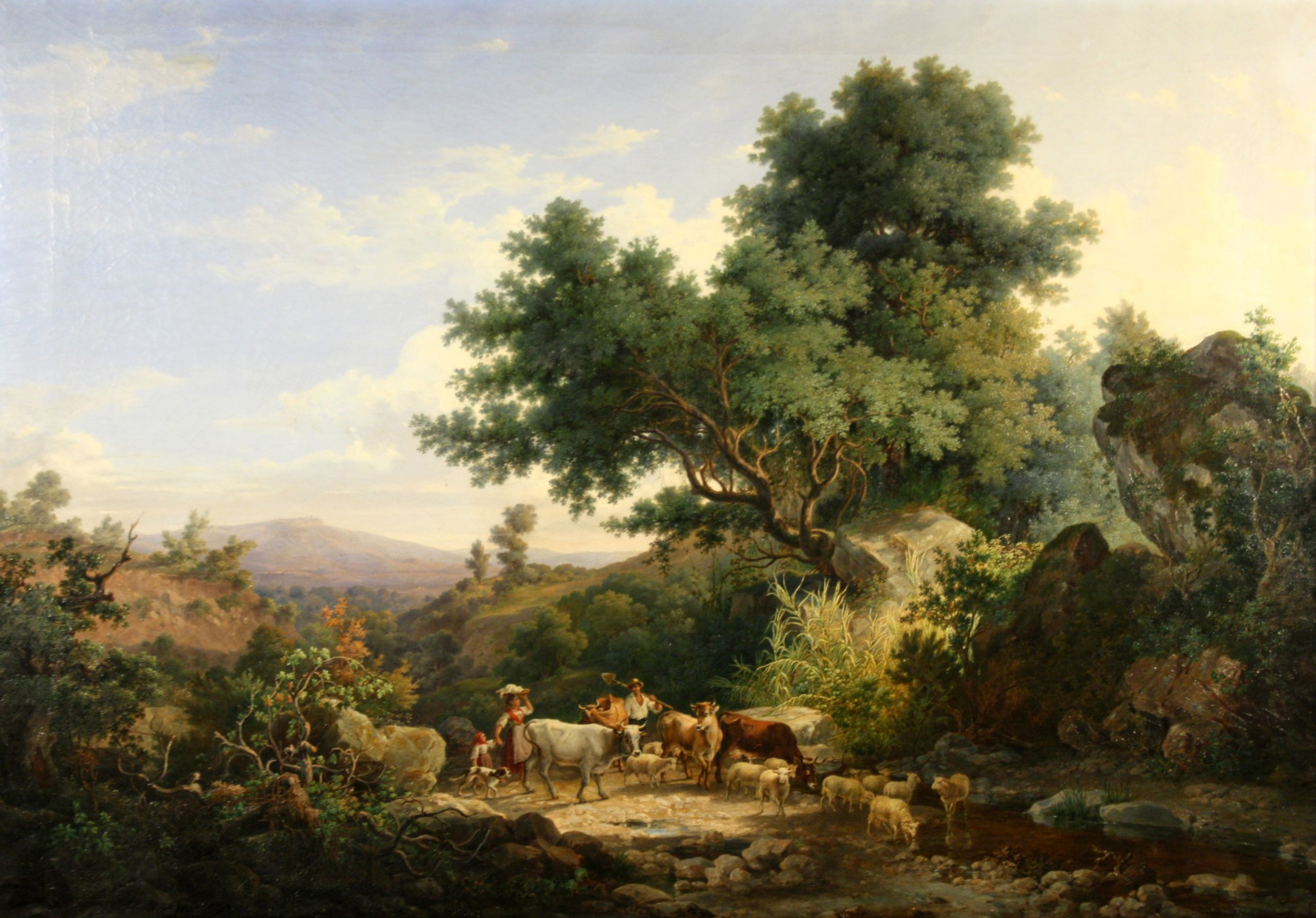 PIETRO DELLA VALLE Painting ''LANDSCAPE WITH SHEPHERDS AND ARMMENTS'' - Image 2 of 4
