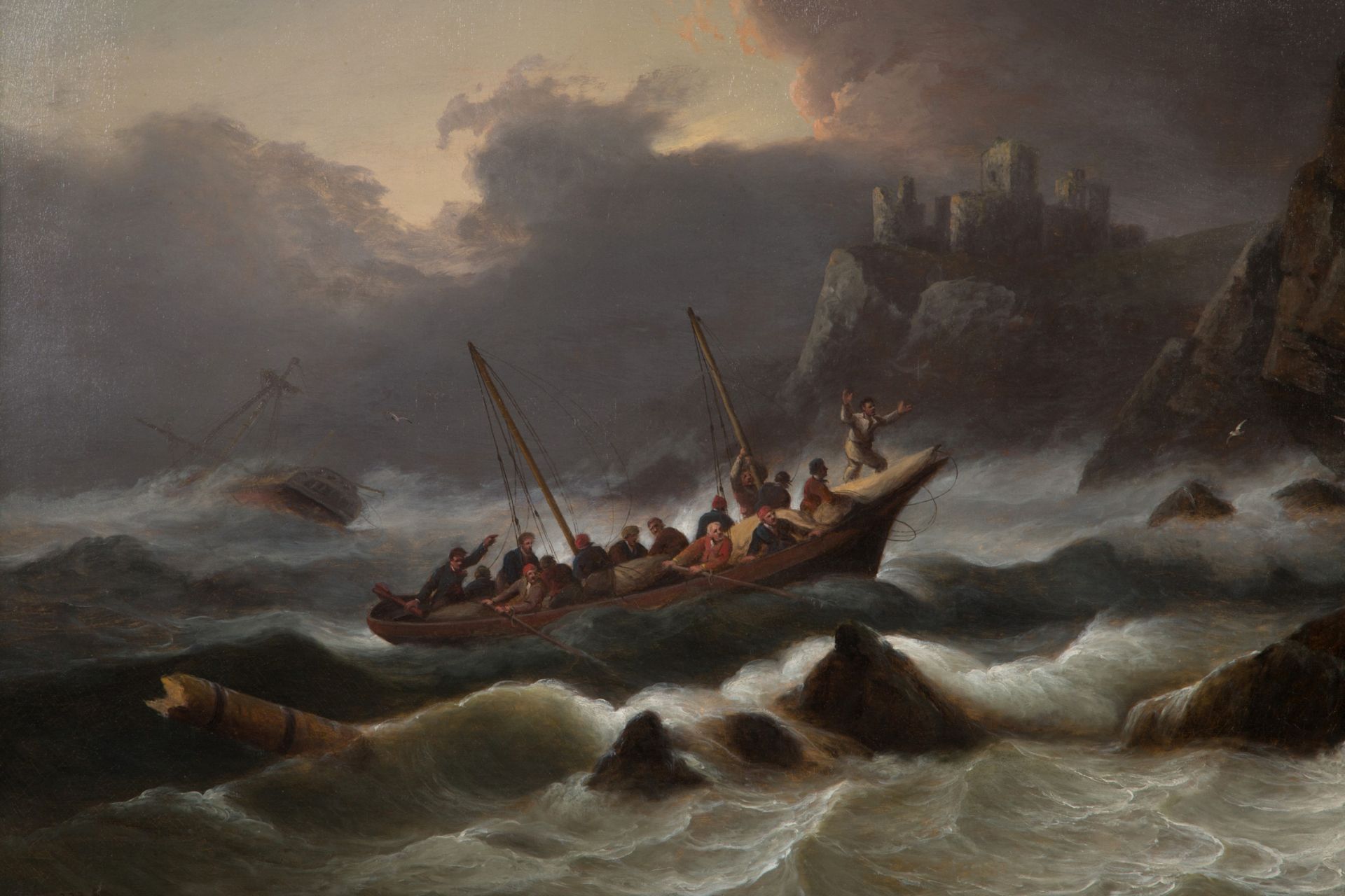 THOMAS LUNY Oil painting on canvas "SHIPWRECK" - Image 3 of 6