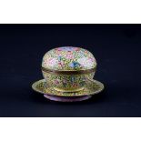 Cloisonné box with lid and saucer