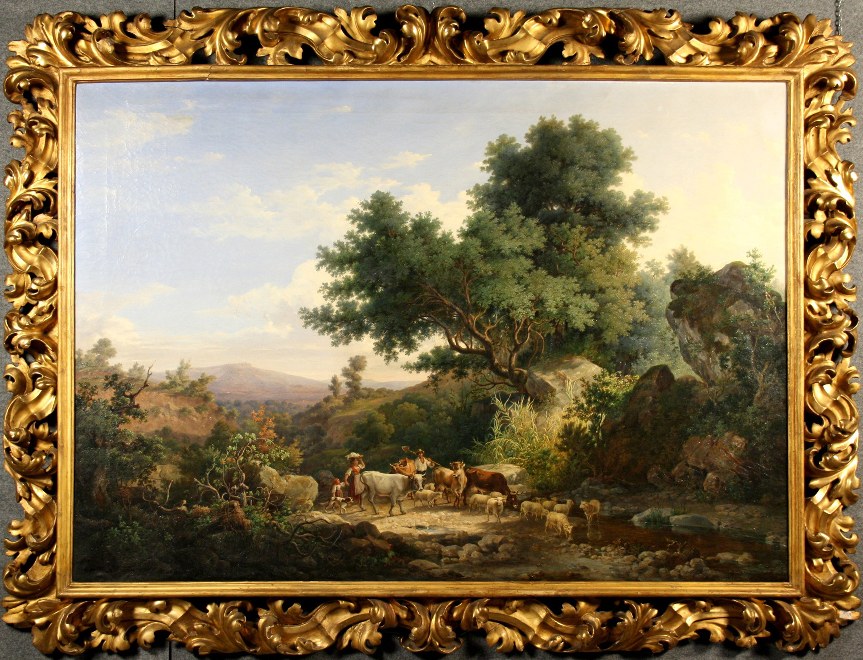 PIETRO DELLA VALLE Painting ''LANDSCAPE WITH SHEPHERDS AND ARMMENTS''