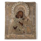 "MADONNA WITH CHILD" beaded icon