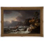 THOMAS LUNY Oil painting on canvas "SHIPWRECK"
