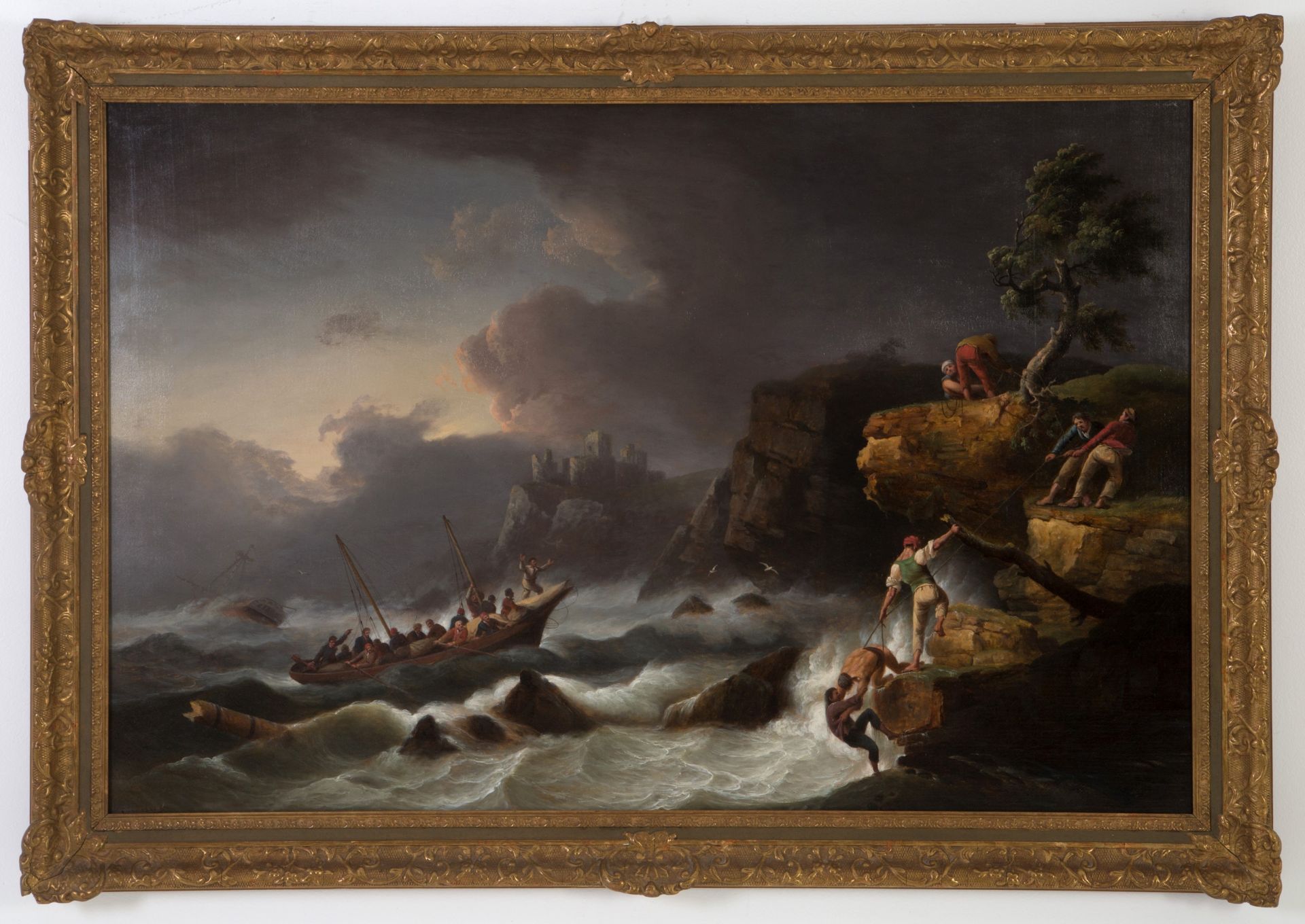 THOMAS LUNY Oil painting on canvas "SHIPWRECK"