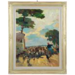 RENATO NATALI Painting "LANDSCAPE WITH SHEPHERDS AND SHEEP"