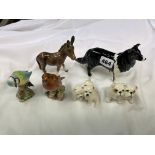 SELECTION OF BESWICK FIGURES INCLUDING BLUE TIT, ROBIN, BULLDOGS, TERRIERS,