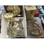 SHOE BOX OF BRASS WARE INCLUDING MARTINGALES, AMMUNITION SHELLS,
