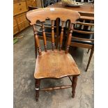 19TH CENTURY ELM SPINDLE BACK KITCHEN CHAIR