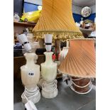 SELECTION OF POLISHED ONYX TABLE LAMPS