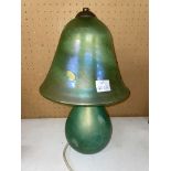 IRIDESCENT GREEN JOHN DITCHFIELD LILY PAD TABLE LAMP WITH MATCHING MUSHROOM SHADE 36CM H