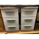 PAIR OF THREE DRAWER WHITE GLOSS BEDSIDE CABINETS