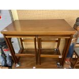 1960S TEAK MCINTOSH FOLDING COMPACT NEST OF TABLES 76CM W X 40CM D X 43CM H